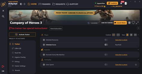 Company of Heroes 3 Trainer +4 v1.0.0.8369 V3 .